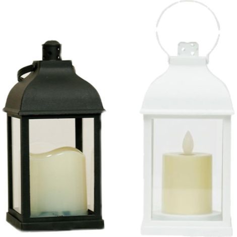 Lanterna decorativa da giardino, lampadario in stile rustico alto 20 cm per feste in giardino, matrimoni, Natale, Halloween, sia all'interno che all'esterno, in bianco e nero. (1/5)