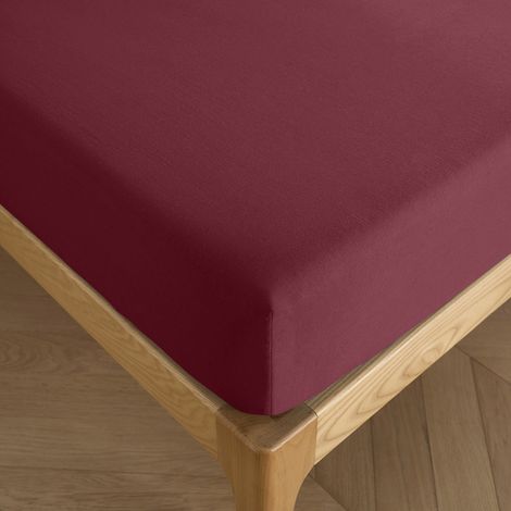 Drap housse 140 x 190 cm bonnet 30 cm "Prémium" pour lit 2 places - Prémium Grenat - Prémium Grenat - (1/4)