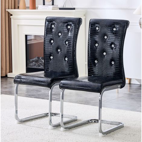 MEUBLIV Lote de 2 sillas de comedor negras 42x56x102 cm – respaldo capitoné (1/5)