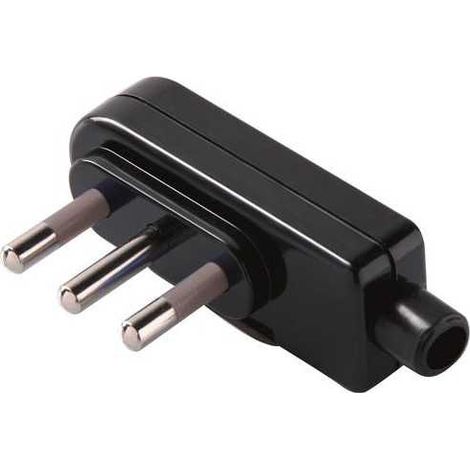 Spina Italiana Piatta 2P+T 16A SPA17 Nera Uscita Cavo 90°