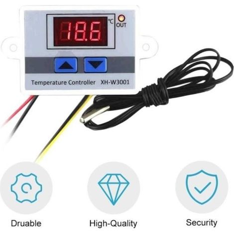 Digital LED Temperature Controller Thermostat Control Switch Waterproof Probe (1/4)