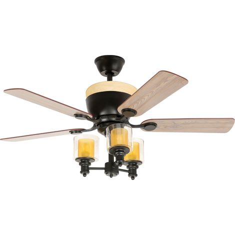 Ventilateur plafond Calima 122 cm – 6 ampoules – 5 pales bois – Moteur DC – Télécommande