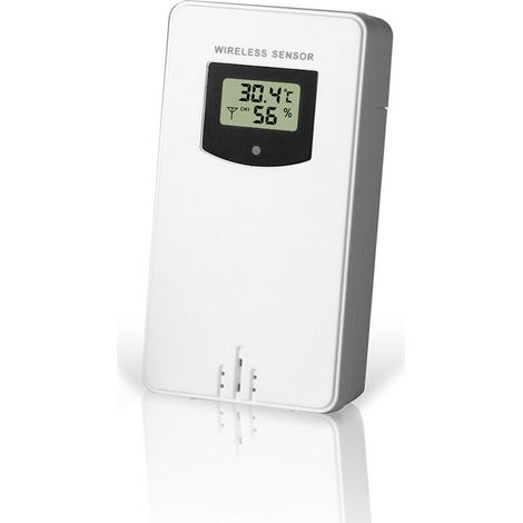 Capteur Intelligent Portée de Transmission de 60 M Capteur de Station Météo IPX4 Capteur de Température et d'humidité étanche Compatible avec E24271 pour Bureau Suspendu (WHITE) (1/4)