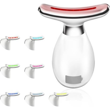 pair Appareil Massage Facial, Appareil Beauté Anti Rides Visage Cou, 7 couleurs 3 modes 42 ° Vibration à haute fréquence Gua Sha Électrique Appareil de Massage pour Soins Peau, Raffermissement (1/4)