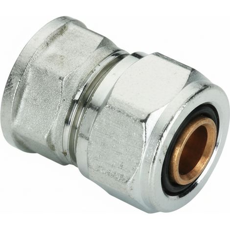 Raccordo diritto filettato femmina 32x1  in ottone nichelato per tubo multistrato pex-al-pex bampi blmf3201
