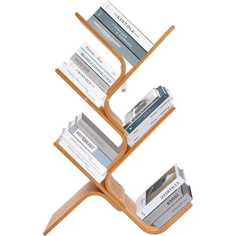 5-stöckiges Boden-Bambus-Baum-Bücherregal, 63 x 20 x 91cm, Modernes Bambus Regal für Wohnzimmer, Schlafzimmer, Flur, Stehregal für Bücher, CDs, DVDs, Dekoration