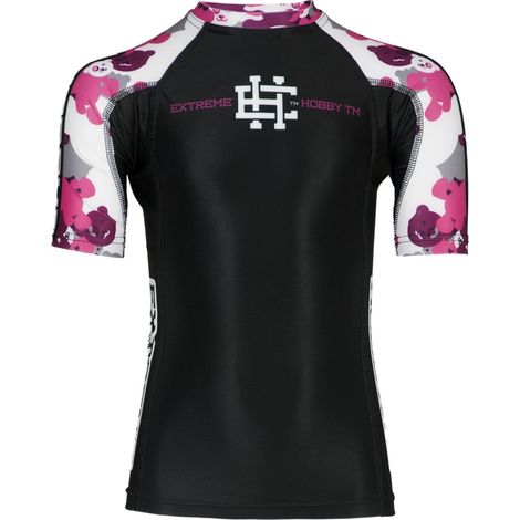 Kurzarm-Rashguard für Kinder, Teddybär, Größe 164, schwarz