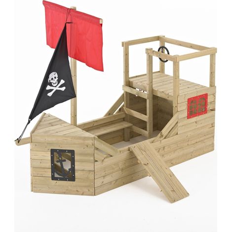 Tp Toys – Cabane bateau pirate en bois traité autoclave – Dimensions L.171 x l.272 x H.206 cm – Surface 4,65 m2 – Pour 1 à 3 enfants (1/5)