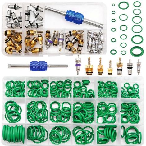 Kit de réparation de climatisation automobile : joints toriques et obus de valve Outil de démontage et d'installation R12 et R134a Convient également aux valves de pneu (1/4)