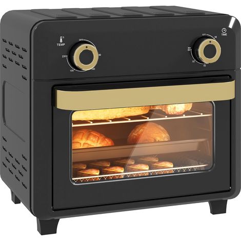 Minibackofen mit Umluft, Heißluftfritteuse, Timer, Innenbeleuchtung, 10L, Schwarz (1/5)