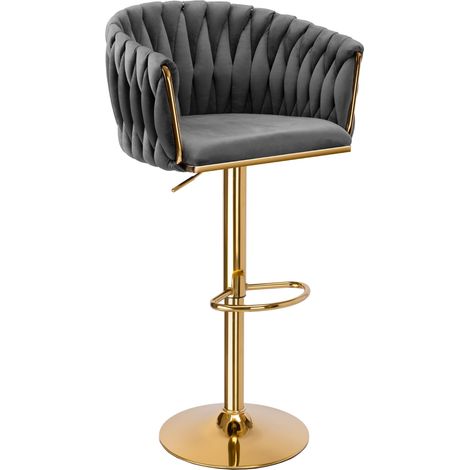 Barhocker Cofton Gold aus graphitfarbenem Samt (1/5)