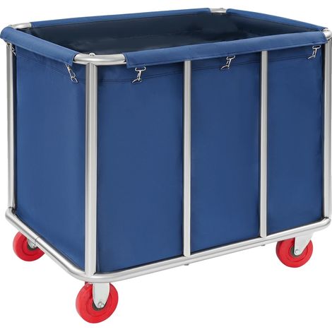 Carro de lavandería, construcción resistente, fácil movilidad, azul. (1/2)