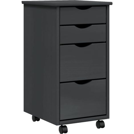 Armoire roulante avec tiroirs MOSS gris bois de pin solide (1/5)