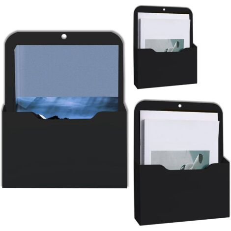 Documents Magnétiques pour Bureau, 3 pièces Porte Documents Magnétiques, 3 Tailles, Porte Lettres A4 avec Aimants Puissants, pour Tableau Blanc, Réfrigérateur, Maison, Noir (1/5)