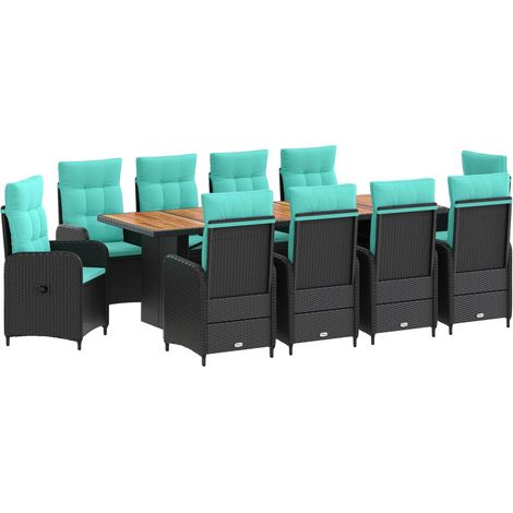 Maison Exclusive - Ensemble de repas extérieur 11 pc Noir et turquoise polyrotin (1/5)