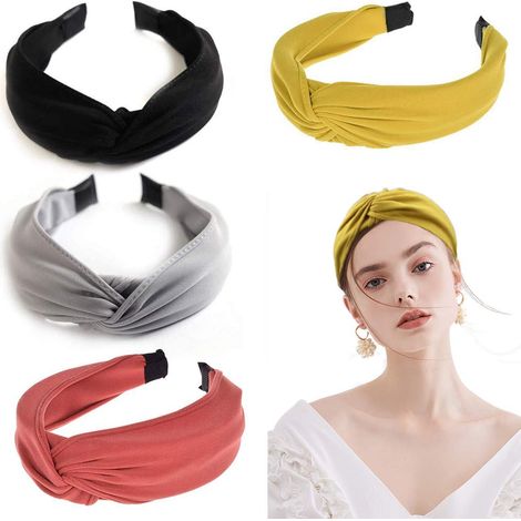 Lot de 4 bandeaux, élastique, nœud croisé, large, sport, yoga, bohème (1/5)