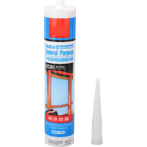 Mastic silicone transparent 270ml pour décoration, étanche, résistant aux chocs, colle verre anti-humidité (1/5)