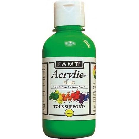 Peinture acrylique - AMT - Fevicryl - Vert Fluo - 0,200 L - Convient à de nombreuses surfaces (1/2)