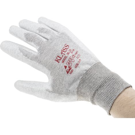 Gants de manutention RS PRO taille 9, L, Antistatique, 20 gants, Gris ( Prix pour Sachet de 10 ) (1/2)