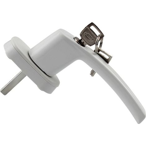 Lot de 2 poignées de fenêtre verrouillables avec ceinture de sécurité enfant, poignées à clé pour fenêtres et portes avec 4 clés - Blanc (1/5)