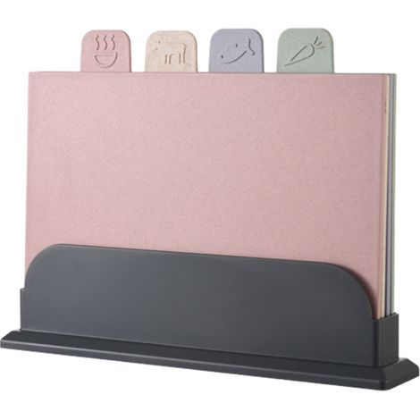 4 Planche à découper, plastique PP, paille de blé, design codé par couleur, anti-dérapant, lave-vaisselle, cuisine (1/5)