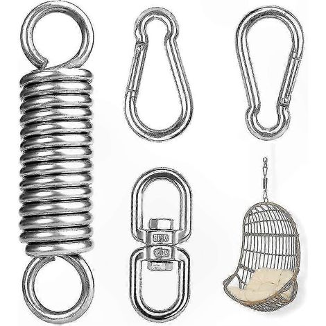 Kit de suspension pour fauteuil suspendu avec ressorts en acier et mousquetons pour une fixation sécurisée (1/5)