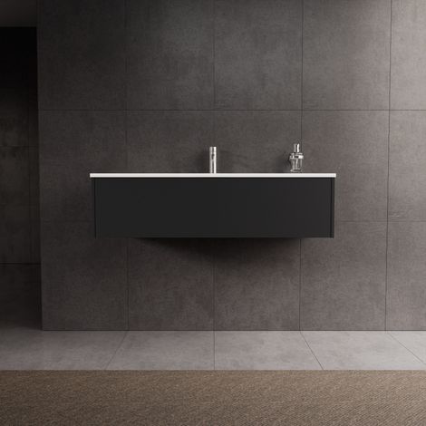 Inda - Mobile bagno L.120 con lavabo lucido / Nero opaco 1