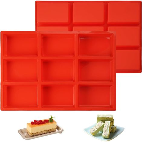 mini moules à gâteaux rectangulaires à 9 cavités, moules de cuisson en silicone, faciles à nettoyer, antiadhésifs, petits moules pour pain, brownies, chocolat, savon, résine (31,5 x (1/5)