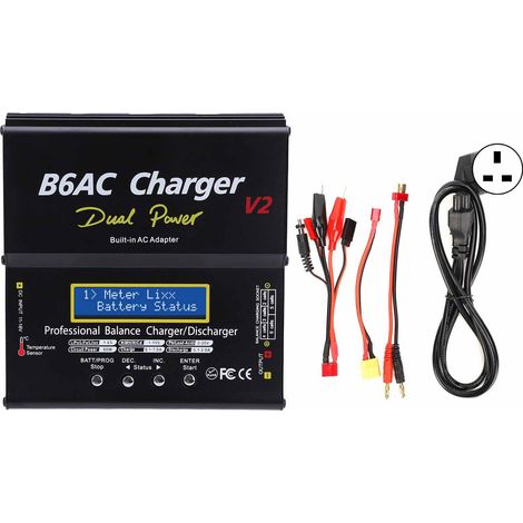 Chargeur-Déchargeur Intelligent 80W 7A B6AC V2 Aluminium Alliage Noir avec Câble Prise UK 220V (1/5)