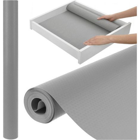 Tappetino antiscivolo per cassetti, 500x50 cm, grigio, impermeabile.