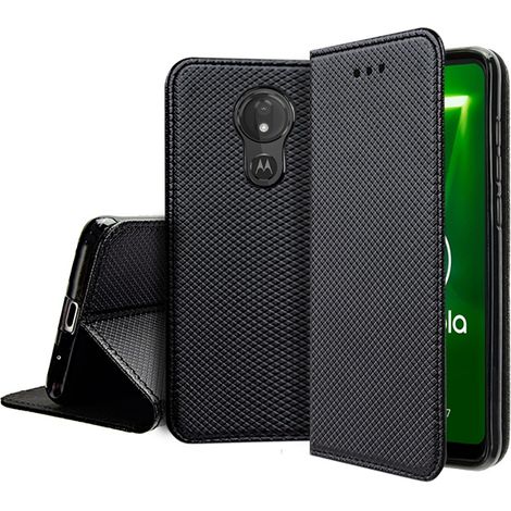 Custodia per MOTOROLA MOTO G7 POWER SMART BOOK MAGNET CASE NERA + VETRO (1/5)