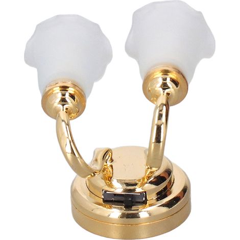 Tulpenförmige Puppenhaus-Tischlampe, batteriebetrieben, robuste Miniaturlampe aus Metall und Kunststoff für Puppenhäuser im Maßstab 1:12. (1/5)