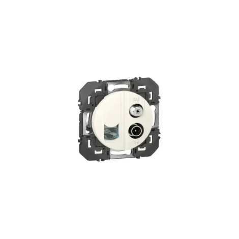 Prise TV-SAT + RJ45 cat6 STP compacte Dooxie Finition: Blanc (1/3)