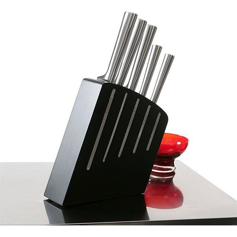 Bloc de 5 couteaux kimono noir Jean Dubost Inox (1/5)