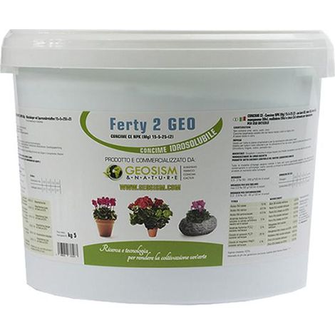 Ferty 2, NPK(Mg) 15-5-25+(2) + microelementi (5 kg), concime in polvere idrosolubile per piante e fiori