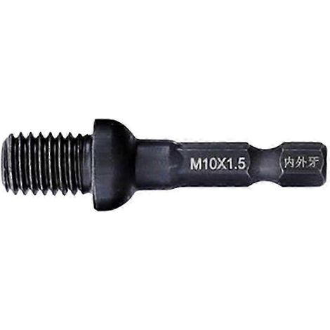 Adaptateur de mandrin de perçage à double tête, filetage interne et externe, queue hexagonale 1/4" A-M6-A- M10 x 1.5 (1/5)