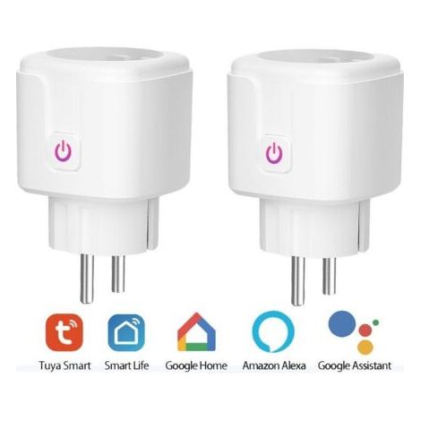 Prise Connectée WiFi, Lot de 2 Prise Intelligente Compatible avec Alexa, Google Home et Smart Life, Prises Programmables WiFi avec Contrôle à Distance, Contrôle Vocal et Fonction de Temps -