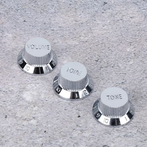 Potentiomètres Guitare Électrique 3 Boutons Argent, Contrôles Volume et Tone, Set de 3 Pièces (1/5)