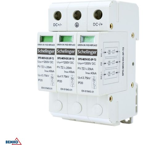 Pararrayos schelinger a51-spd03-4p-b+c 12,5 kA protección T1+T2 (1/2)