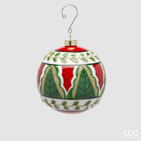 EDG Enzo De Gasperi Addobbo Palla di Natale Tirolo D 10 Cm Green Red