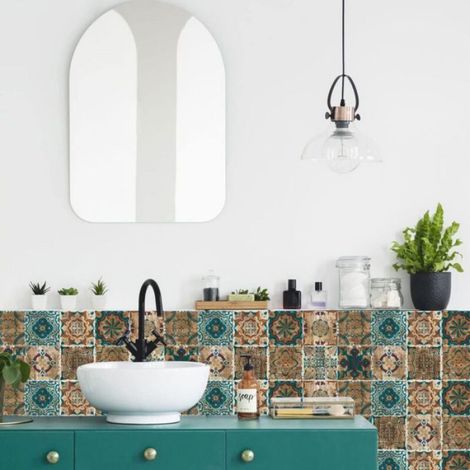 Carreaux auto-adhésifs 20x20cm, style industriel, crédence de cuisine motif brique, paquet de 24 pcs,convient aux salles de bains (1/4)