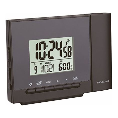 TFA Dostmann Sveglia con proiettore soffitto radio TFA Dostmann, 60.5013.01, proiezione di ora/temperatura, due orari di allarme, funzione di ricarica per dispositivi mobili, nero (1/4)