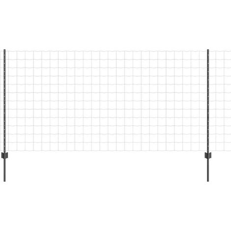 Grillage rouleau,Clôture euro avec 10 poteaux en U Gris 1.2x10 m Acier CFW4571834 (1/4)