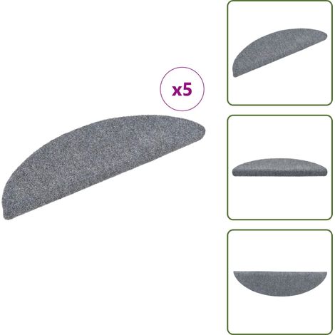 Tappeti antiscivolo - vidaXL Tappetini per scale autoadesivi 5 pz 56x17x3 cm Grigio chiaro semicircolari - Tappeti per scale grigi