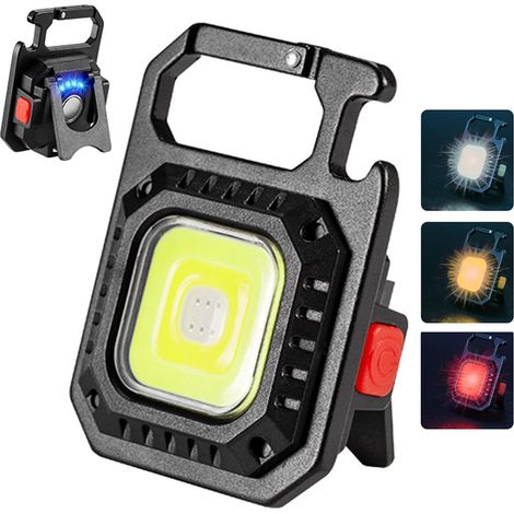 LED Keychain Flashlight, 500 Lumens, Rechargeable, Waterproof, Portable, Portable Flashlight with Battery Display, Bottle Opener and Magnetic Base for Walking and Camping 1pc