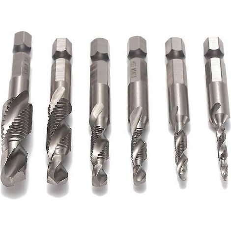 Lot de 6 forets à métaux, tarauds, forets hélicoïdaux, queue de 6 mm pour accessoires d'outils électriques (1/4)