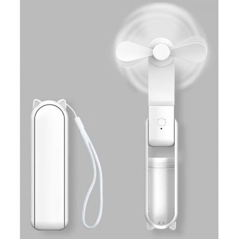 Mini-Handventilator, tragbar, batteriebetrieben, faltbar und leise, kann als mobile Stromquelle für Büro, Zuhause, Reisen und Outdoor-Aktivitäten verwendet werden (Weiß)