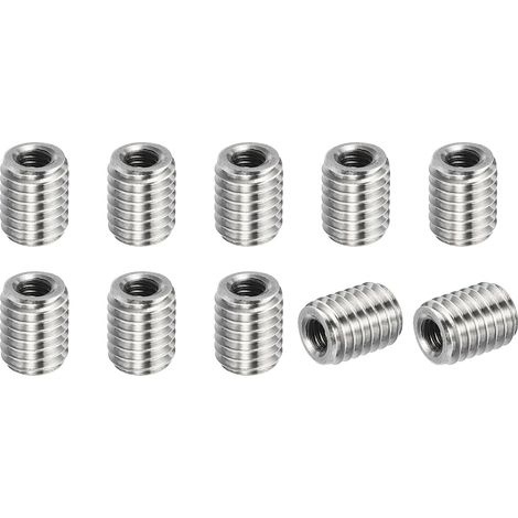 Filetage Adaptateurs Manchon Réducteur Écrou, 10 pcs M8x1,25 Mâle Vers M4x0,7 Femelle Réparation Insert Écrou Vis Réducteur Conversion Inox Acier 10mm (1/5)