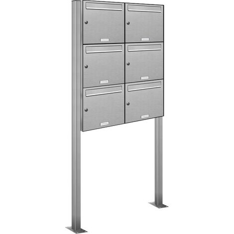 6er V2A Edelstahl Standbriefkasten Anlage Freistehend (1/5)