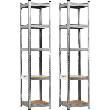 2er-Pack modulare Regalsysteme mit je 5 verstellbaren Regalböden, 180 x 40 x 40 cm, 175 kg, 7house
